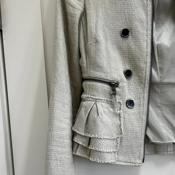 Banana Republic Cropped Tweed Jacket Size P2 Color: Stone - Picture 3 of 8